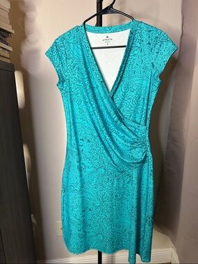 Athleta Teal Paisley Wrap-Style Midi Dress
